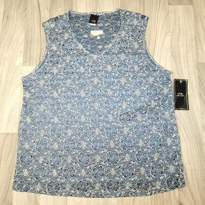 J.T.B. Woman Blue Lace Sleeveless Top Womens 2X